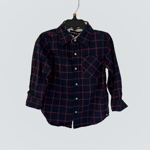 Kenneth Cole Boys 3T Navy and Red Checkered Dress Shirt